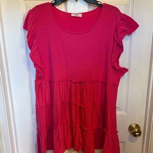 Zenana Red Ruffle Blouse 3x